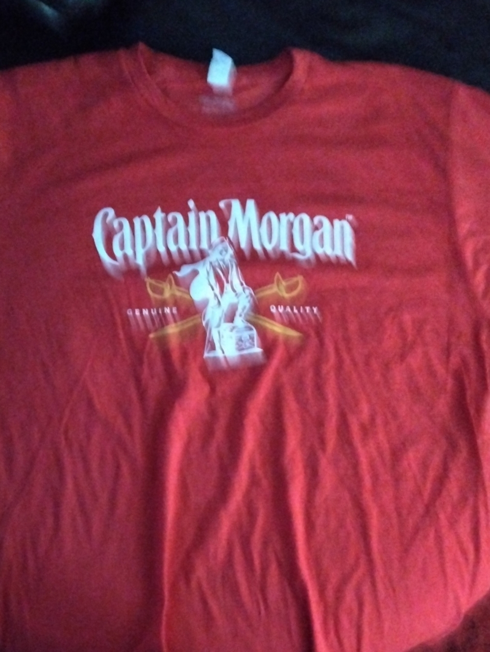 Captain Morgan Rum RARE Red Logo Short Sleeve Tee Graphic Shirt Size XL